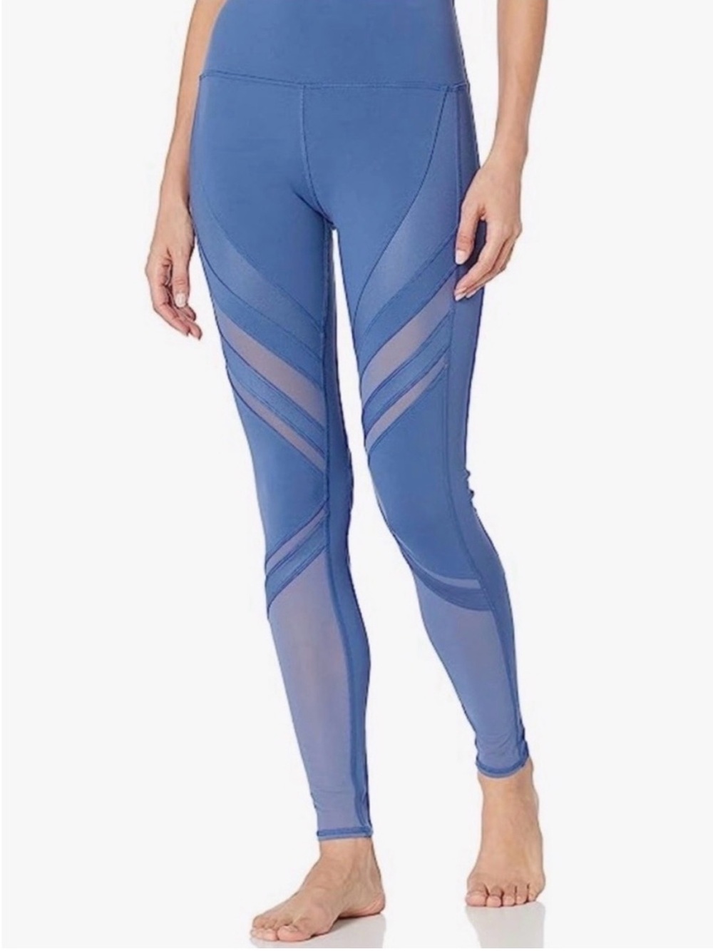Alo High-Waist Blue Mesh-Panel Leggings
